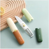 Dao gọt vỏ trái cây 2in1 kèm đầu nạo có nắp đậy cao cấp - Ảnh 1