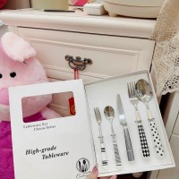Set Dao Thìa Nĩa ăn Steak Hepburn - Tay cầm sứ bọc inox 304 chống gỉ - Ảnh 1