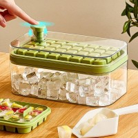 Hộp Làm Đá Viên Khay Đá Viên Silicon Gia Dụng Khay Đựng Đá Hộp Làm Đá Dụng Cụ Làm Đá Viên Tủ Lạnh Có Nắp Ấn Cấp Thực Phẩm - Ảnh 1