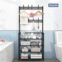 Kệ Để Giày Dép Đa Năng 4 Tầng 5 Tầng Thông Minh Có Móc Treo Quần Áo Và Đồ Dùng Tiện Lợi - Ảnh 1