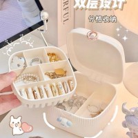 Hộp đựng trang sức mini 2 tầng có gương  - Ảnh 1