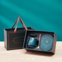 Bộ ly sứ điện hâm nóng Lucky xanh ngọc - Ảnh 1
