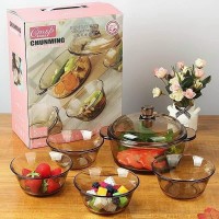 BỘ 3 NỒI VÀ CHÉN BÁT THỦY TINH TRONG SUỐT CHỊU NHIỆT CHUNMING - Ảnh 1