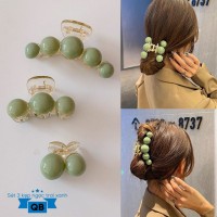 Set 3 kẹp ngọc trai xanh - Ảnh 1