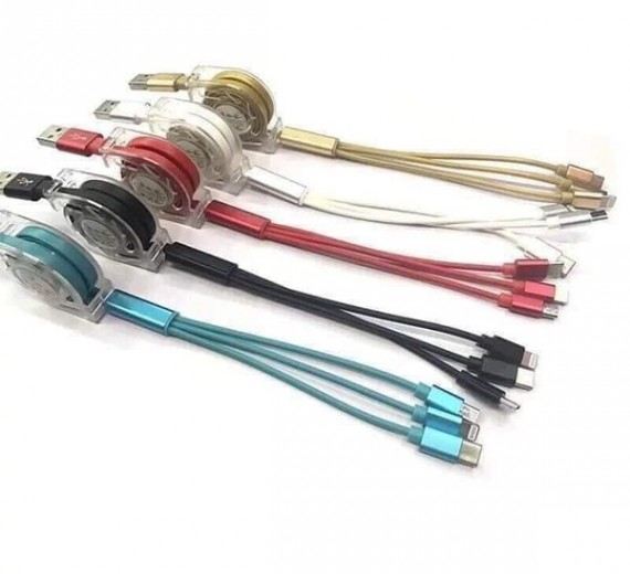Dây sạc rút 3 đầu cao cấp chống đứt