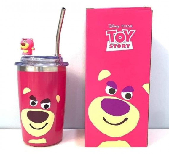 Cốc iNox Giữ Nhiệt Gấu Dâu LOTSO 480ml Kèm Ống Hút