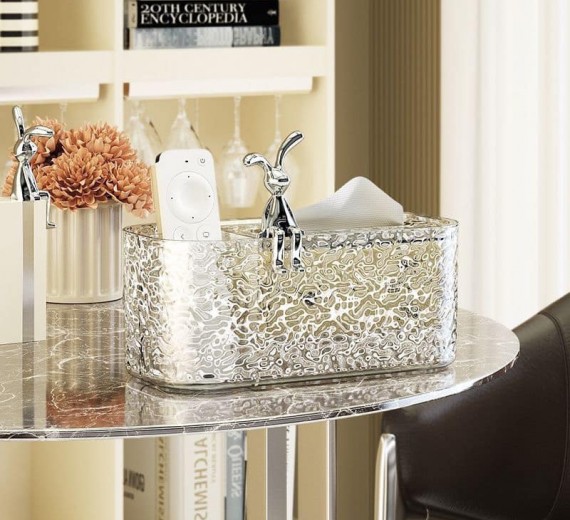 Hộp Đựng Giấy Để Bàn Acrylic Đính Hình Thỏ Sang Trọng Phong Cách Bắc Âu