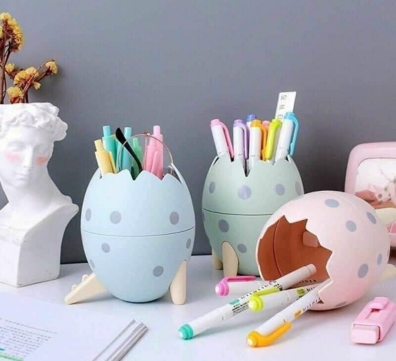 Ống đựng bút, thùng rác mini hình quả trứng khủng long