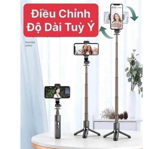 Gậy Chụp Ảnh Bluetooth, Tripod Livestream 3 chân máy sống, ánh sáng đầy đủ, có thể gấp lại