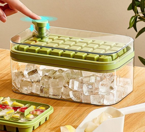 Hộp Làm Đá Viên Khay Đá Viên Silicon Gia Dụng Khay Đựng Đá Hộp Làm Đá Dụng Cụ Làm Đá Viên Tủ Lạnh Có Nắp Ấn Cấp Thực Phẩm