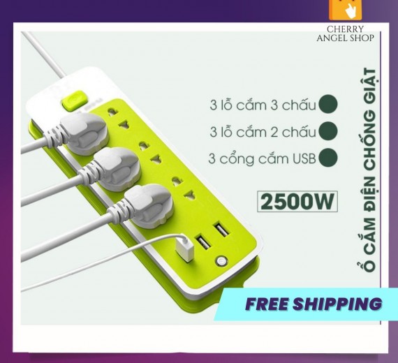 Ổ Cắm Điện Xanh USB Đa Năng Cao Cấp