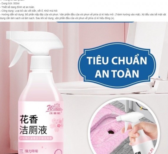 Chai xịt tẩy rửa khửi mùi nhà vệ sinh - xịt hoa đào hồng