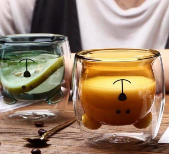LY THUỶ TINH 2 LỚP CÁCH NHIỆT HÌNH GẤU