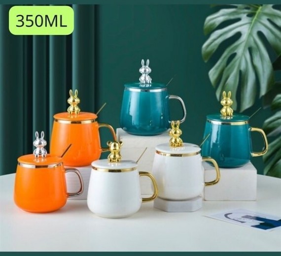 Cốc Thủy Tinh Nắp Thỏ 350ml 