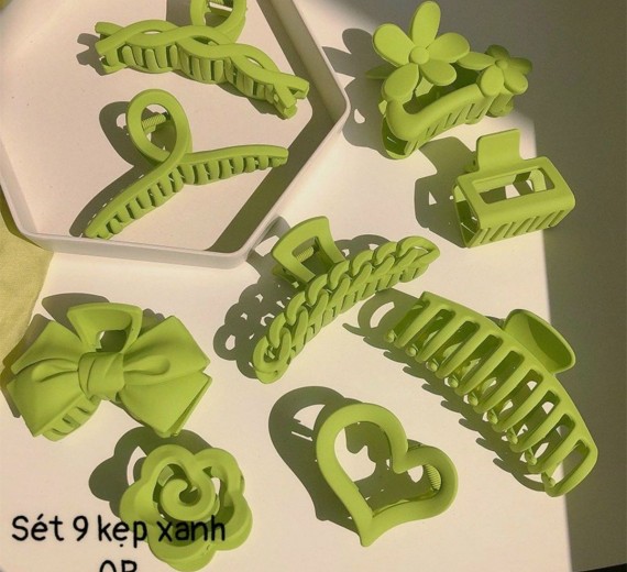 Set 9 kẹp xanh lá 