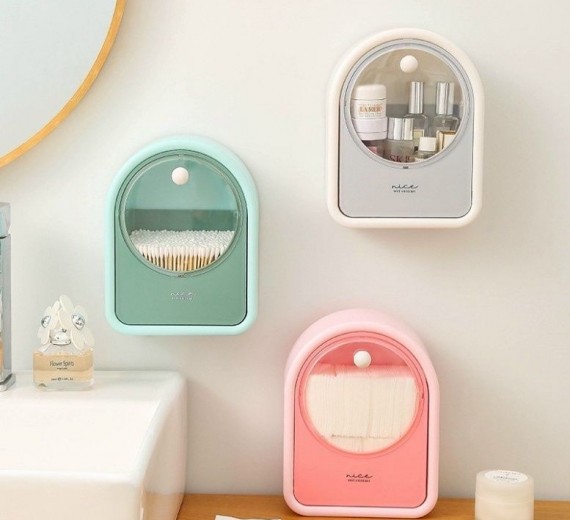 Hộp đựng bông làm sạch mỹ phẩm vật liệu HIPS -Hộp bỏ đồ đa zi năng treo tường