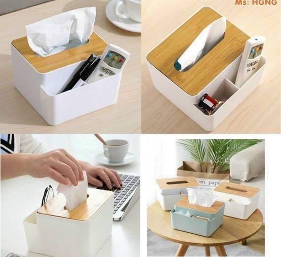 HỘP ĐỰNG KHĂN GIẤY NẮP GỖ