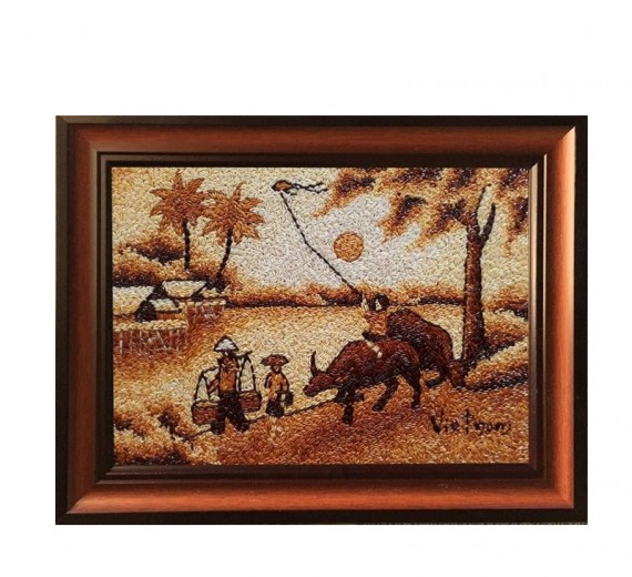 Tranh Gạo Vân Quân Kích Thước 25x35 cm