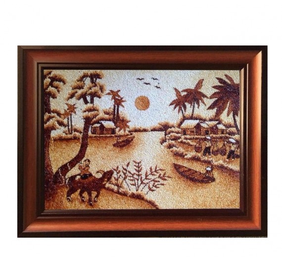 Tranh Gạo Vân Quân Kích Thước 30x30 cm