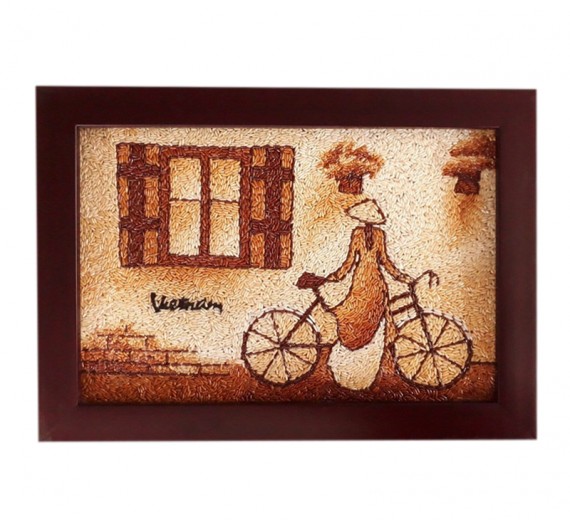 Tranh Gạo Vân Quân Kích Thước 20x25 cm