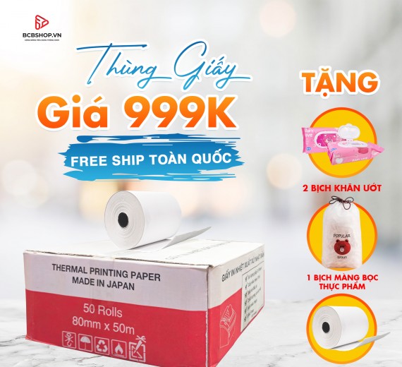 Giấy In Nhiệt K80mm x 20m Nhật Bản OJI + Quà Tặng