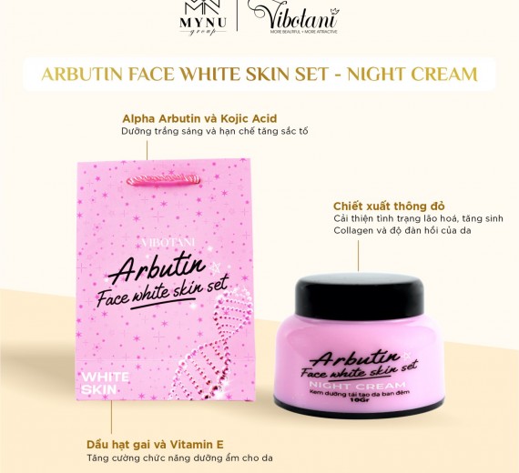 Kem Dưỡng Da Mặt Ban Đêm Arbutin Face White Skin Set - Night Cream