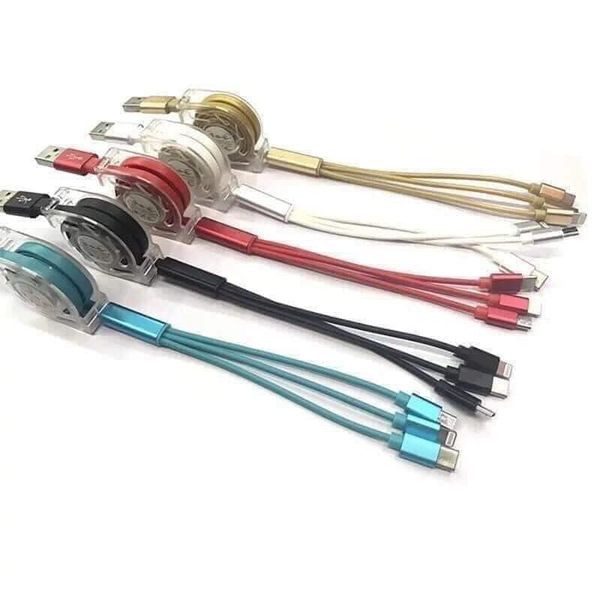 Dây sạc rút 3 đầu cao cấp chống đứt - Ảnh 1