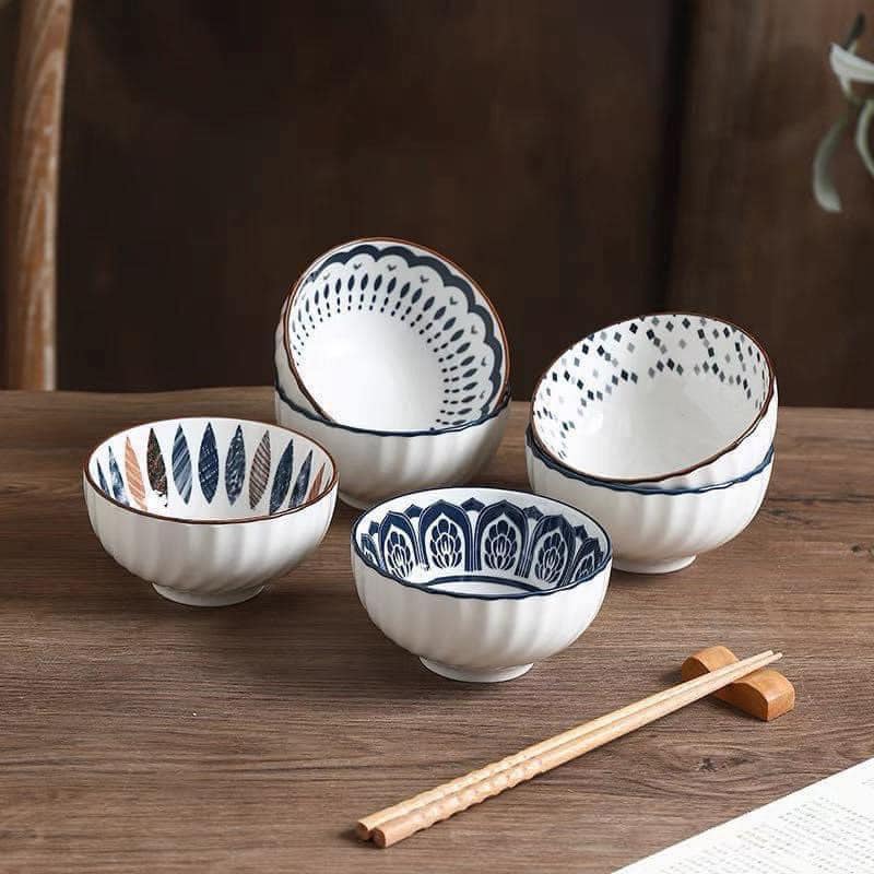 Bát gốm hoạ tiết phong cách Nhật Bản. Sét 8 chiếc - Ảnh 1