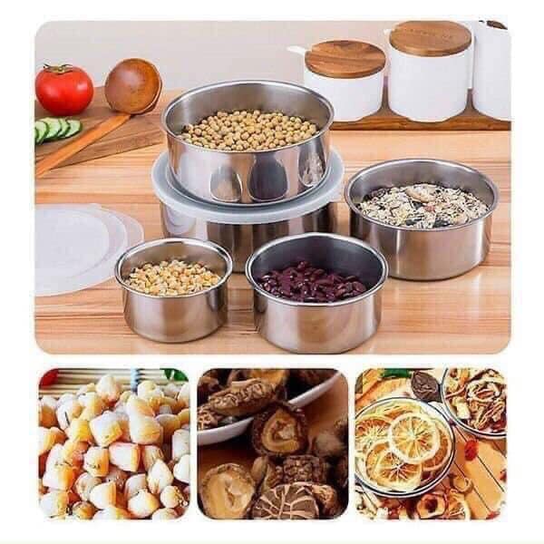 BỘ 5 BÁT INOX CÓ NẮP - Ảnh 1