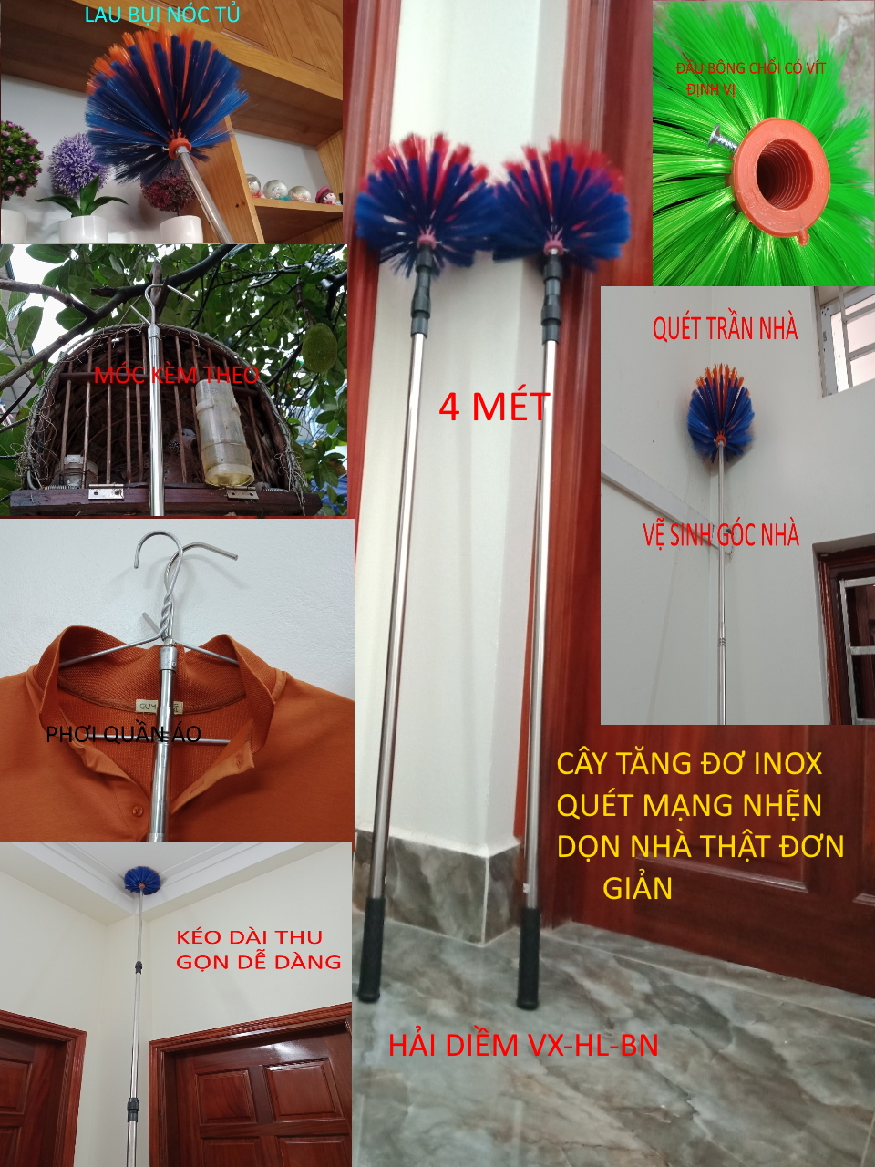 Cây quét mạng nhện - vừa là sào chọc quần áo - Ảnh 1