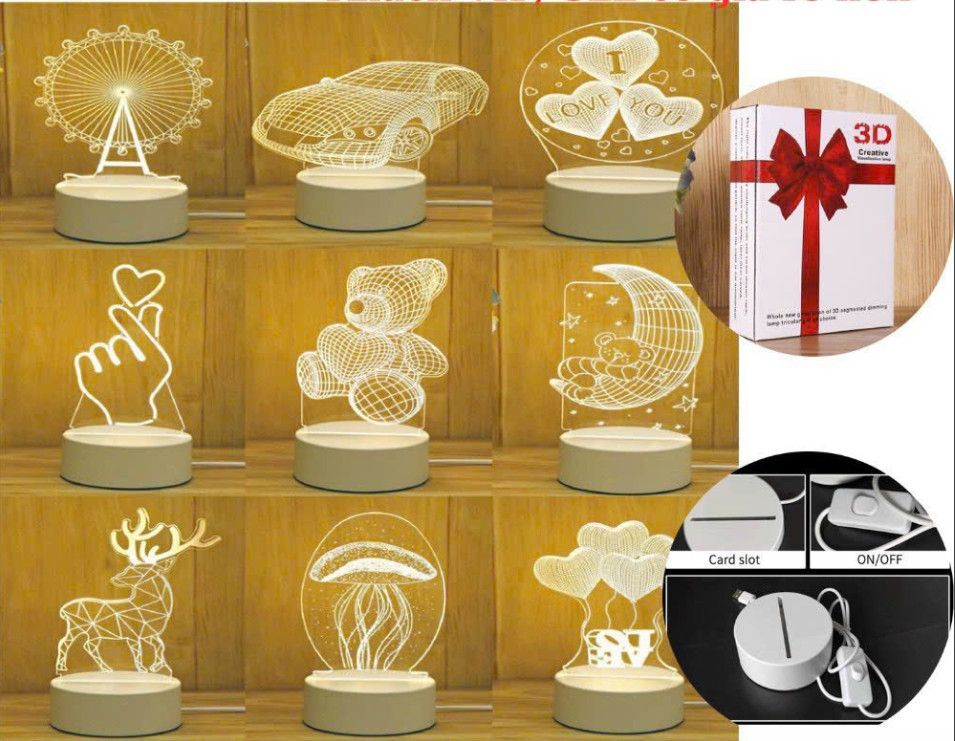 Đèn ngủ để bàn có led 3D - Ảnh 1