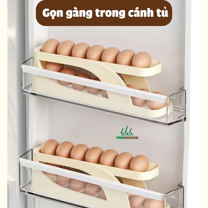 Khay đựng trứng,Khay đựng trứng tủ lạnh thiết kế 2 tầng thông minh tự lăn trứng - Ảnh 1