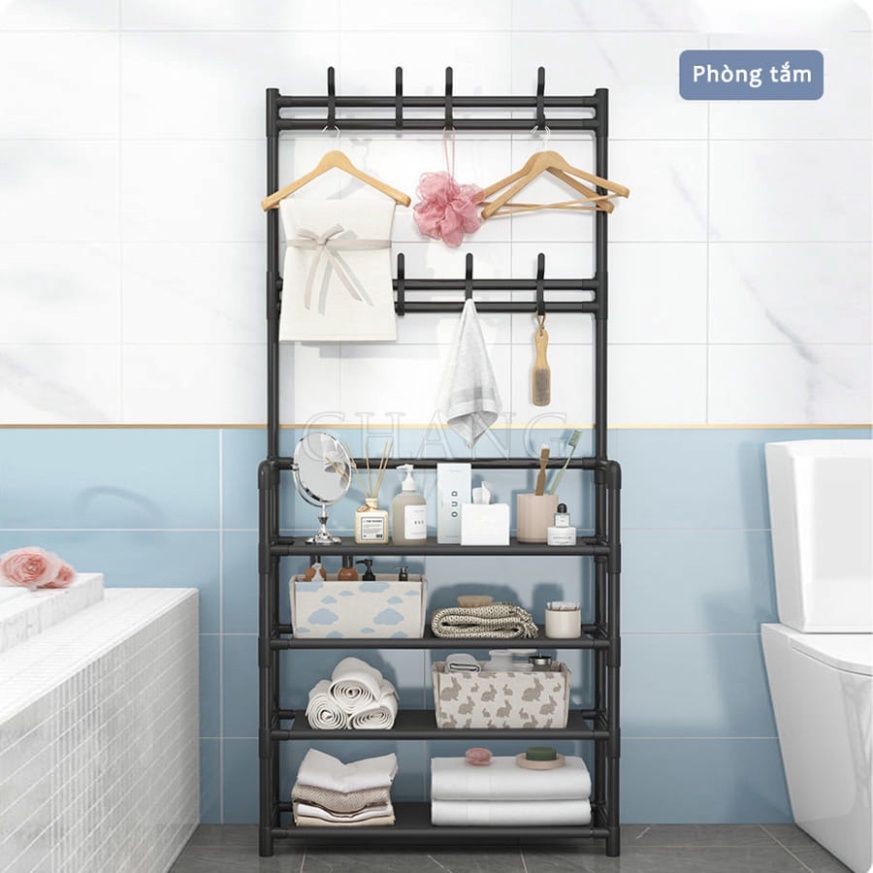 Kệ Để Giày Dép Đa Năng 4 Tầng 5 Tầng Thông Minh Có Móc Treo Quần Áo Và Đồ Dùng Tiện Lợi - Ảnh 1