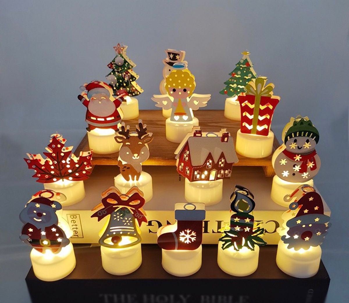 Đèn Nến Điện Tử Hình Ông Già Noel Người Tuyết Trang Trí Giáng Sinh - Ảnh 1