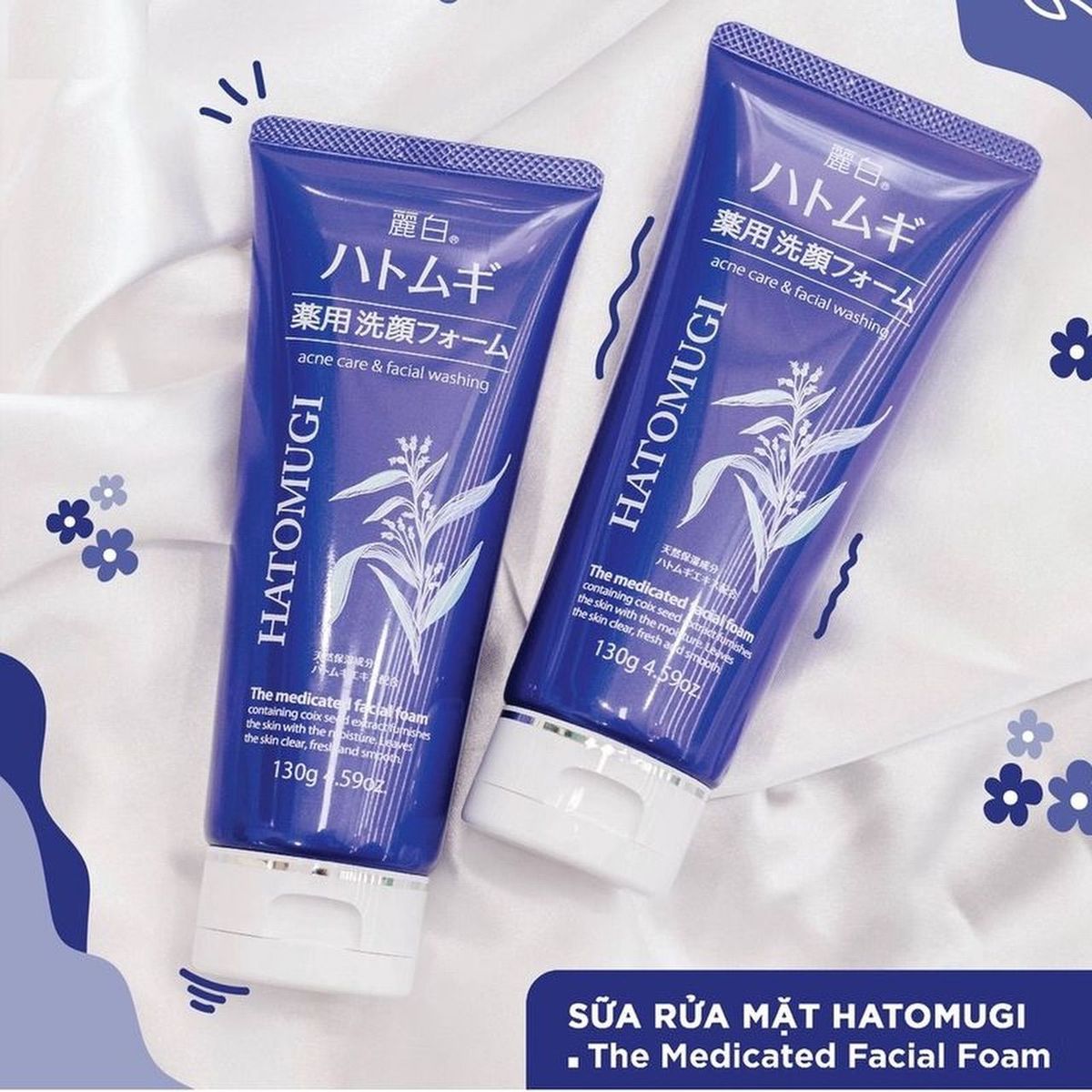Sữa rửa mặt ngừa mụn và dưỡng ẩm chiết xuất ý dĩ Hatomugi 130g - Ảnh 1