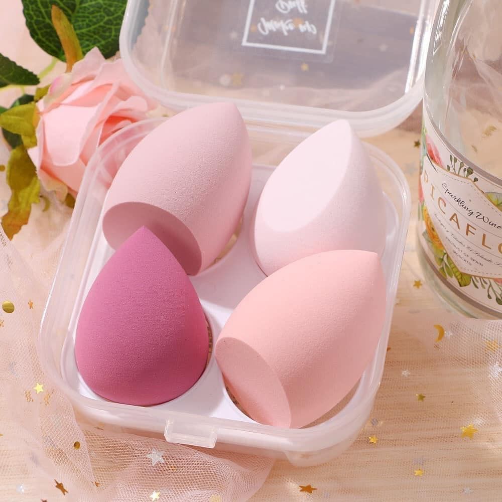 Hộp 4 bông tán phấn siêu mềm mịn - Ảnh 1