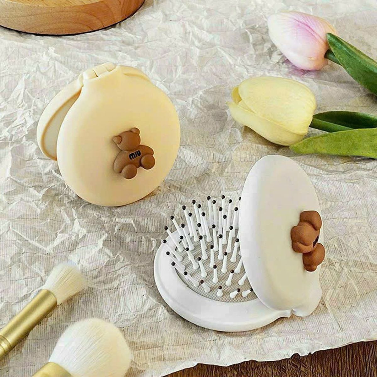 Lược MIU chải tóc massage đầu kèm gương mini - Ảnh 1