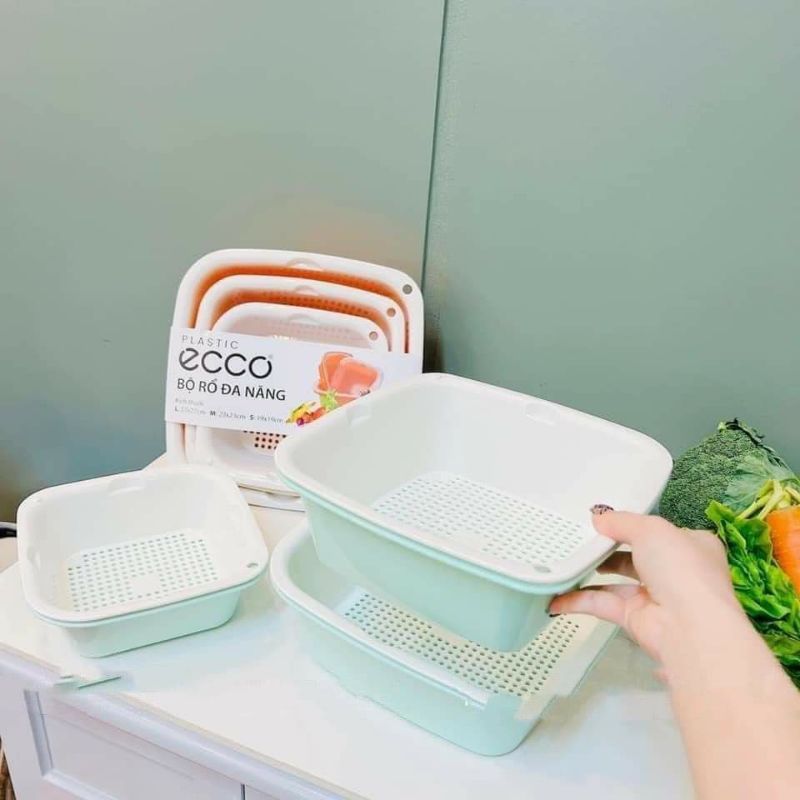 Bộ 3 rổ kèm kèm 3 chậu ECCO ( 3 size ) - Ảnh 1